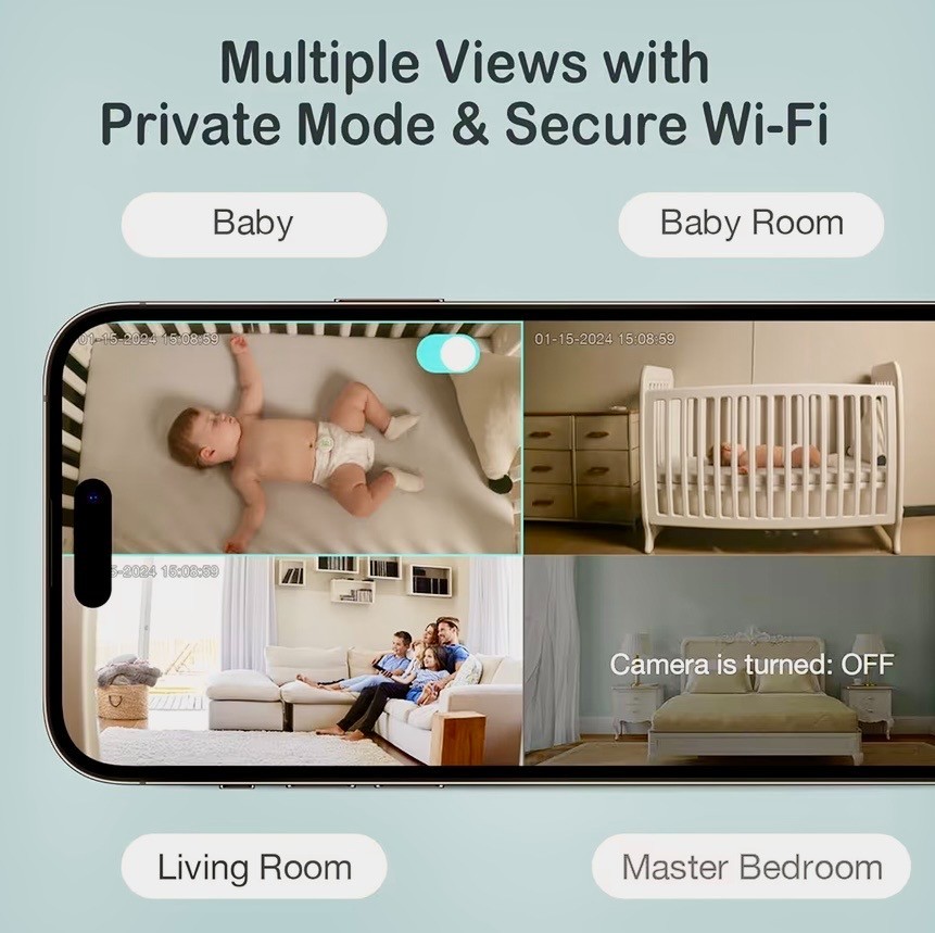 Camera Surveillance Security Recorder Sense-U PTZ Smart 2K Video Baby Monitoring