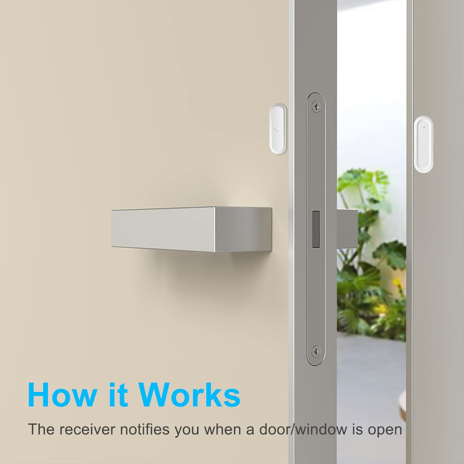 Door Open Alarm with Portable Receiver,Wireless Battery Operated Door Alarm,Wire