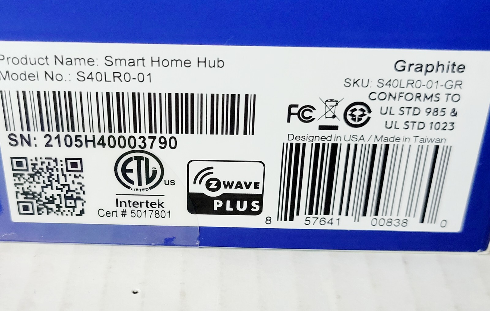 Blue by ADT Smart Home Hub S40LR0-01 Brand (New Factory Sealed)
