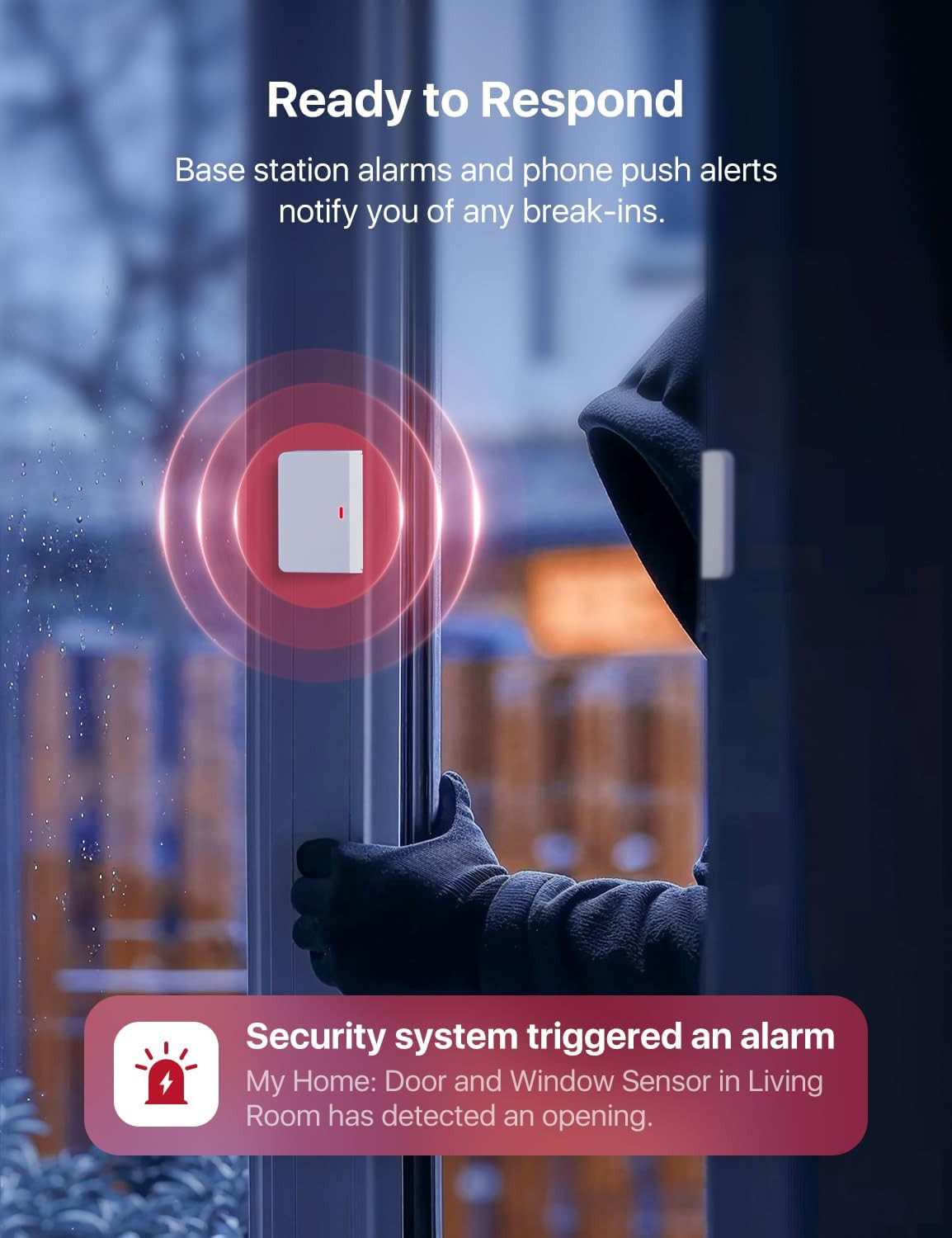 Smart Home Security System, Wireless Security System 5-Piece Set, Supports Mobil