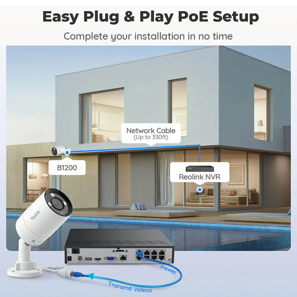 Reolink 12MP PoE Security Camera System 8CH NVR 2TB HDD 24/7 Video Recording