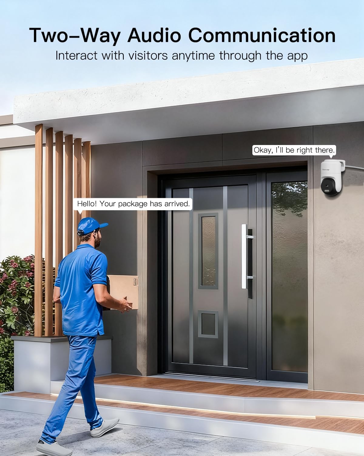 VIMTAG 2.5K 4MP Outdoor Security Camera, Pan/Tilt WiFi Home CCTV Black&White