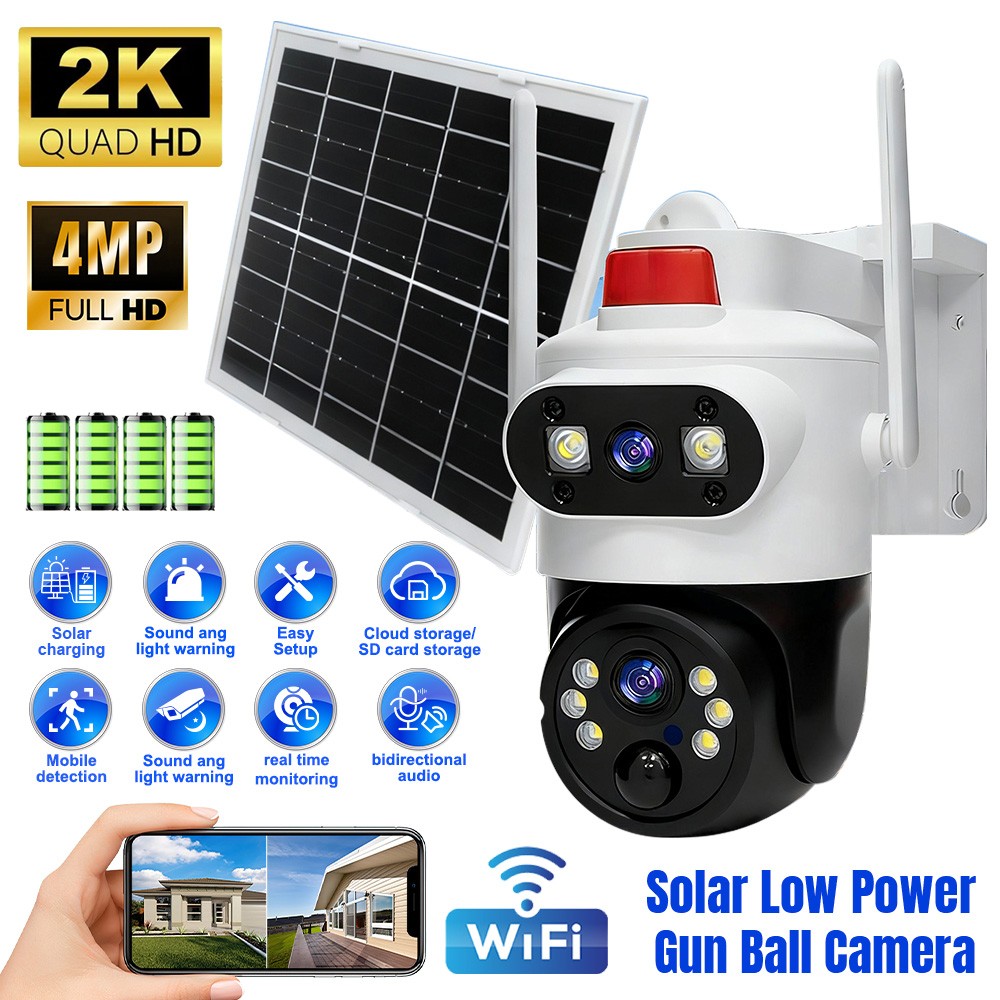 4 Camara De Seguridad Solar Inalambricas Para Exterior Con Vision Nocturna Audio