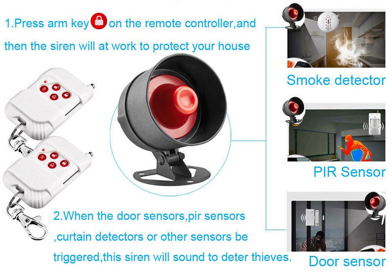 Loud Sound Alarm Home Alarm System Wireless Garage Security Burglar Anti-theft