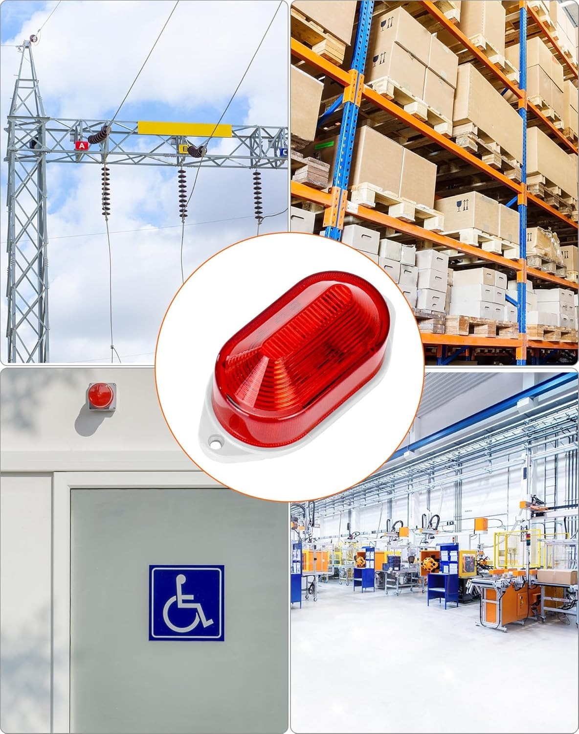 AC110V – 120V Industrial Strobe Siren Alarm Warning Light – Red – 110 dB Loud So