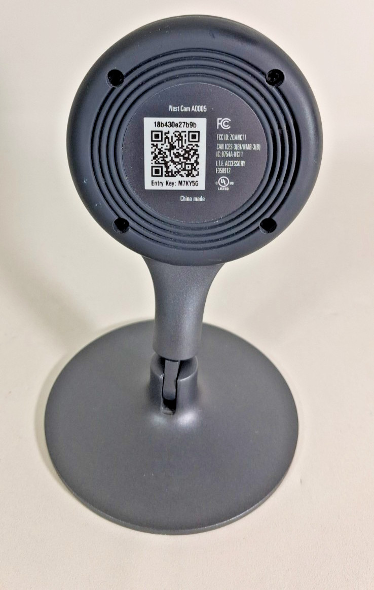 Google Nest Cam Indoor Security Camera A0005 1080p with charger cable