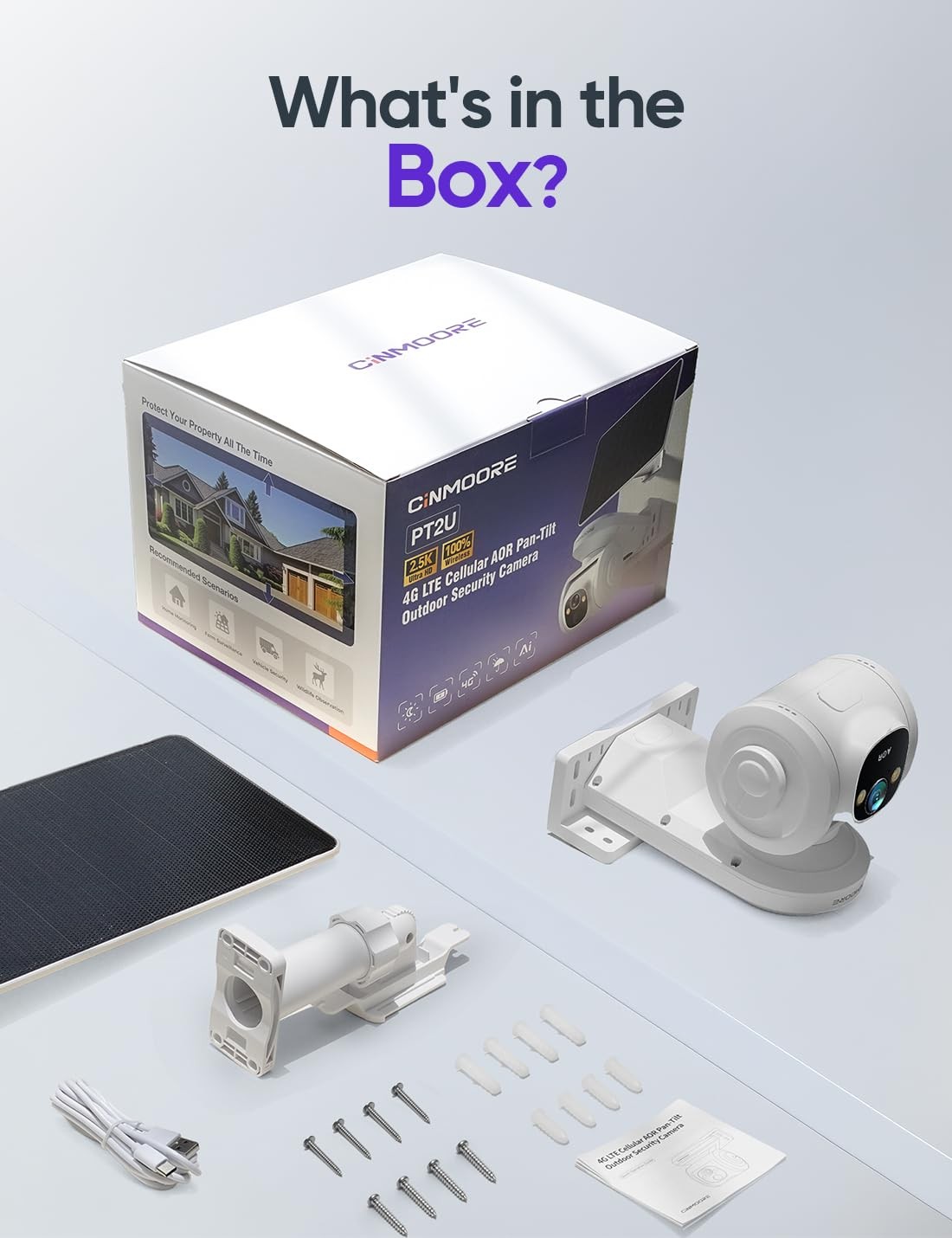 4G LTE Cellular Security Camera Outdoor 2.5K QHD, No WiFi 24/7 Off-white