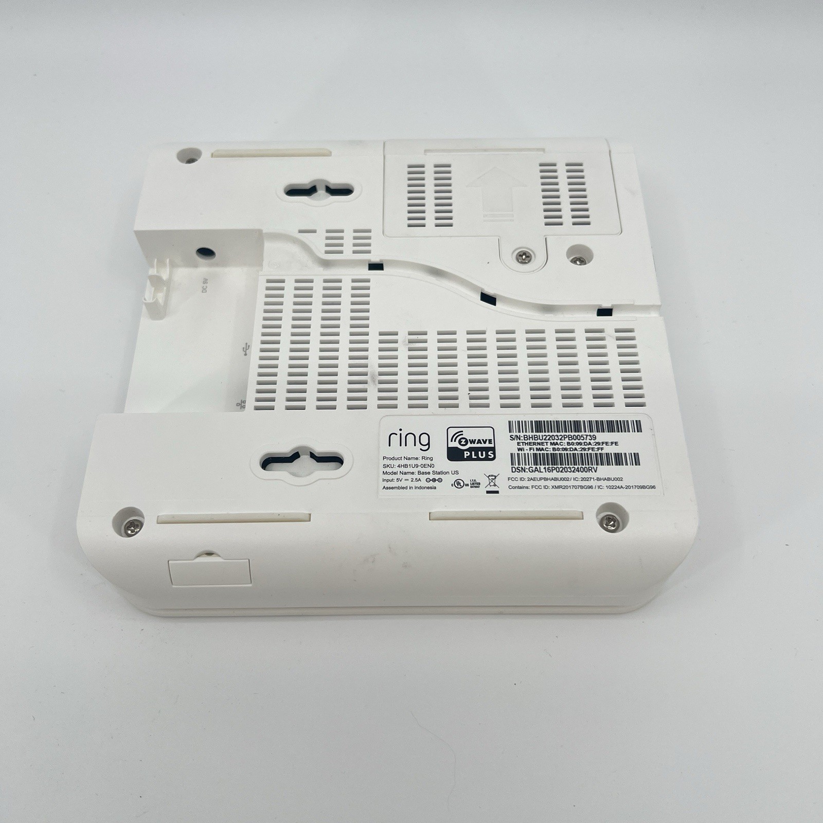 Ring Base Station US 4HB1U90EN0 Z Wave Plus With OEM Power Cable CLEAN