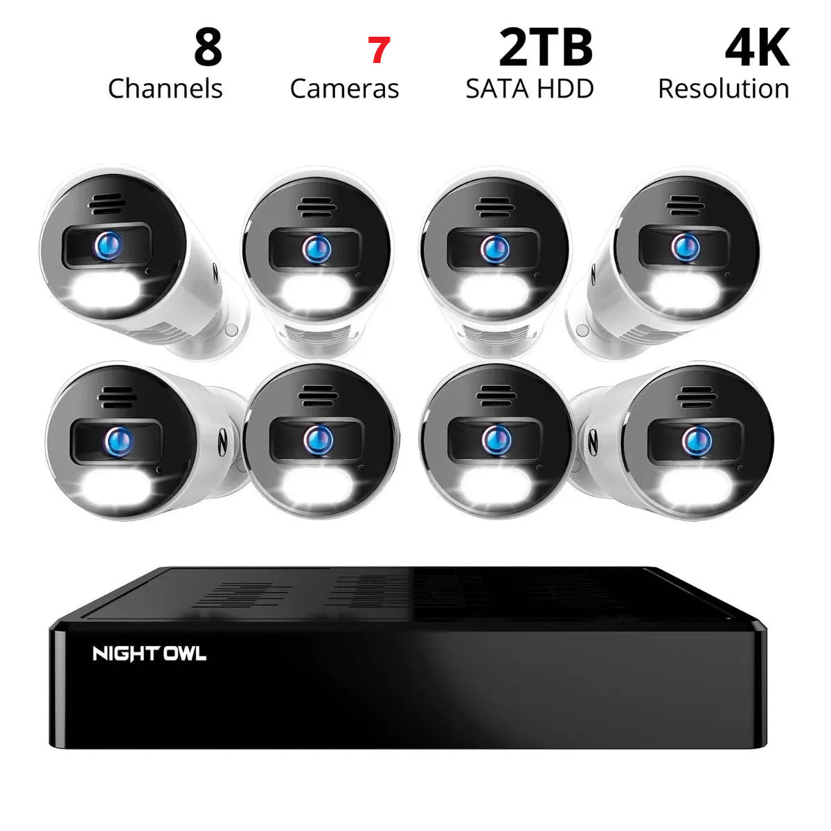 Night Owl CL-BT8N-8-28L 4K Bluetooth NVR Security System 7 Cameras 2TB Wired IP™