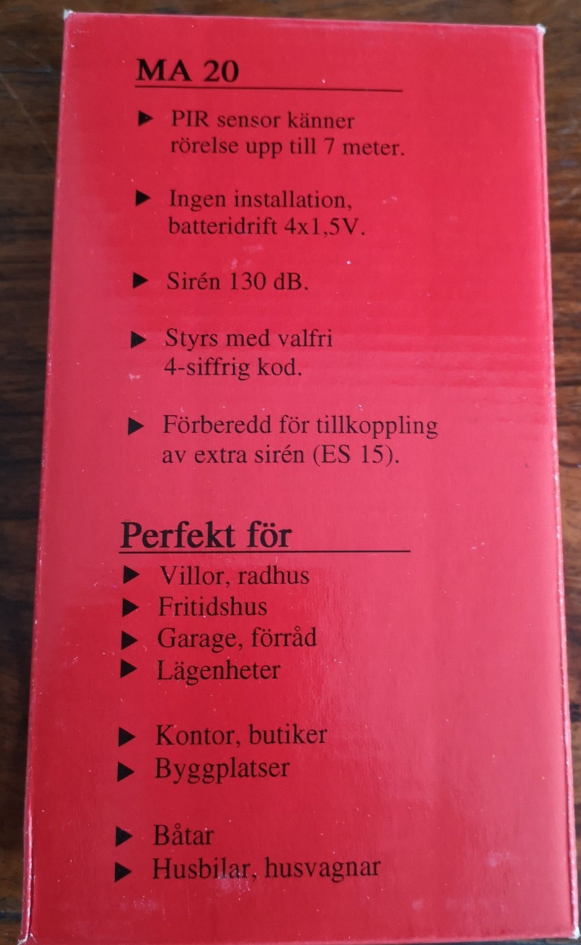 Burglar alarm Argus MA 20, 130 DB, IR (4 pieces pack )