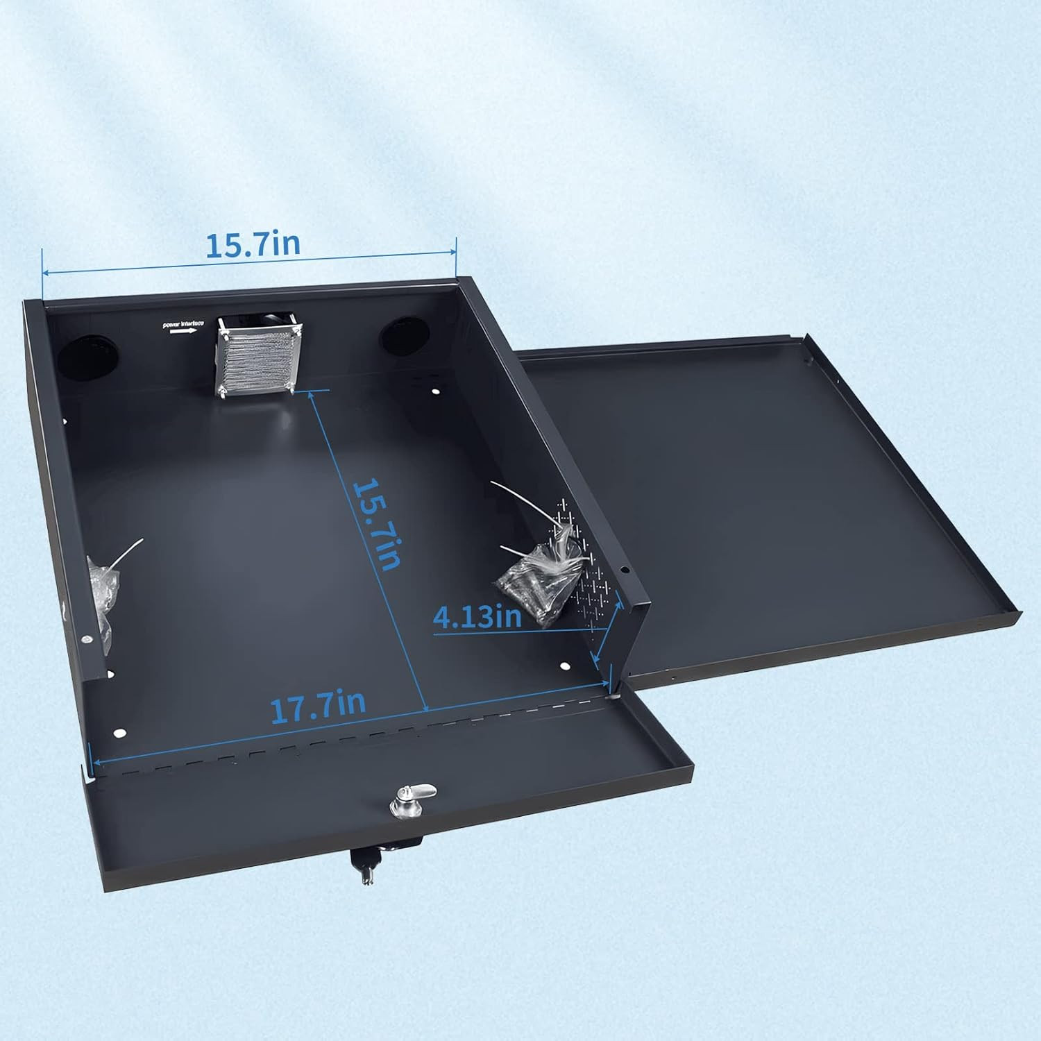 Heavy Duty 16 Gauge Steel DVR Security Lockbox with AC Fan for Wall/Floor Mount