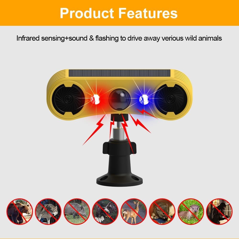 Solar Sound Strobe Motion Sensor Alarm,LED Red Blue Flashing Warning Light Ou…