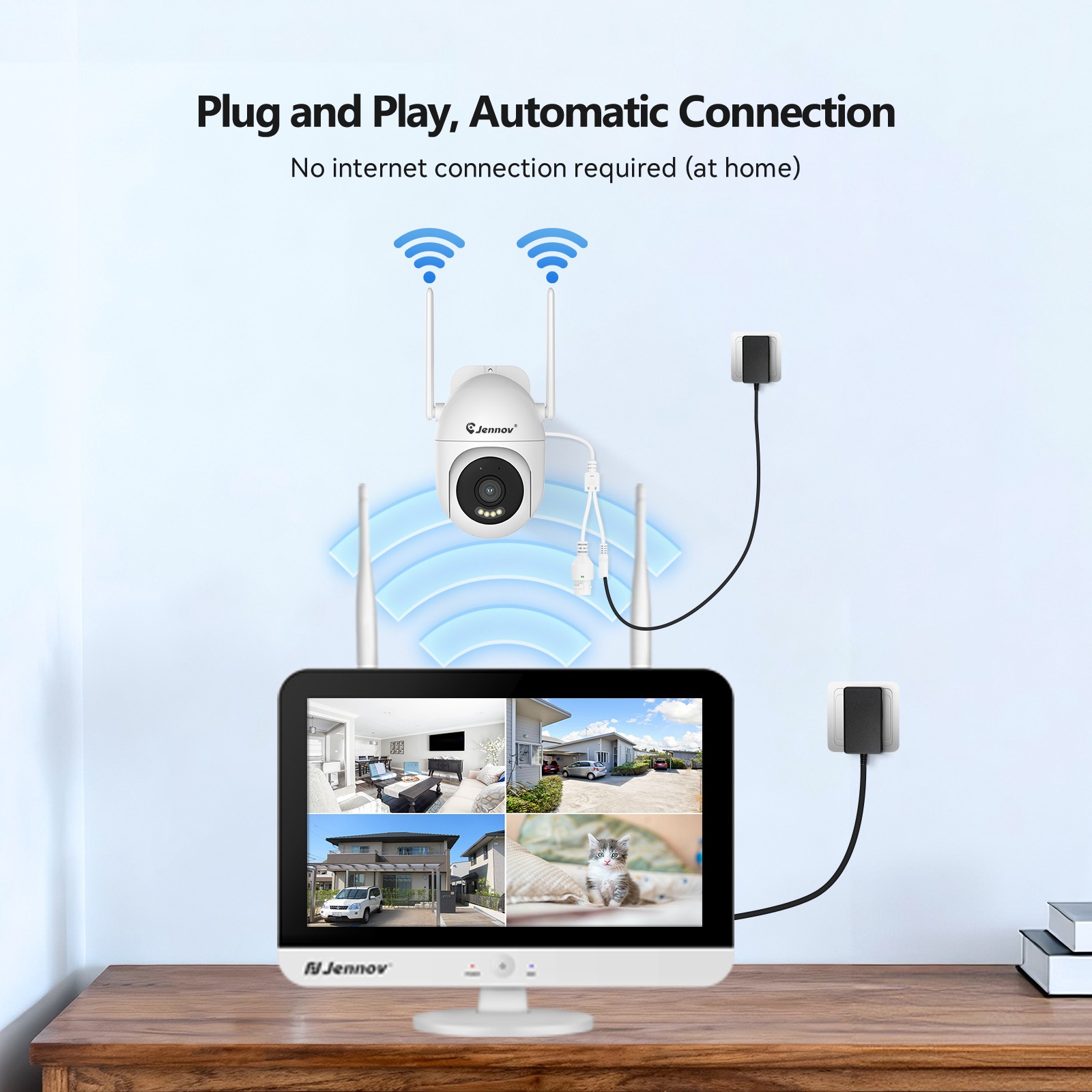 5MP Home Security System Wireless 2.4/5G Wifi Kit 1TB Monitor For Garage Outdoor