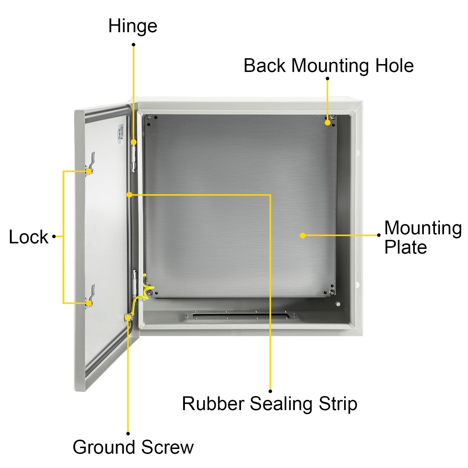 VEVOR NEMA Steel Enclosure, 24 x 24 x 12” 4X 24 x 24 x 12, Grey