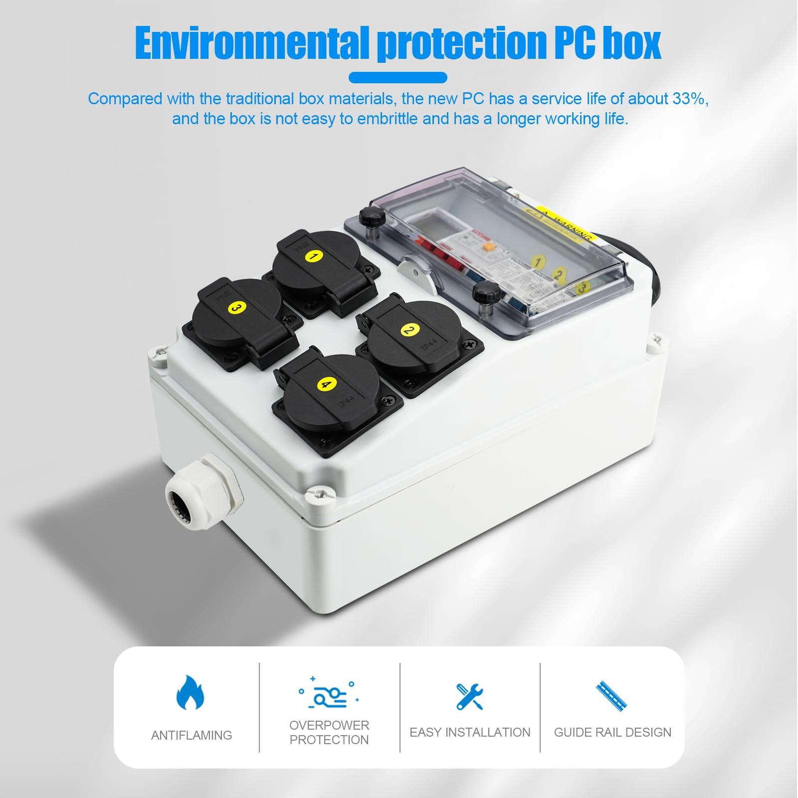 Power Distribution Box, 110V Electricity Meter 1*60A 4*20A FL+LS+METER