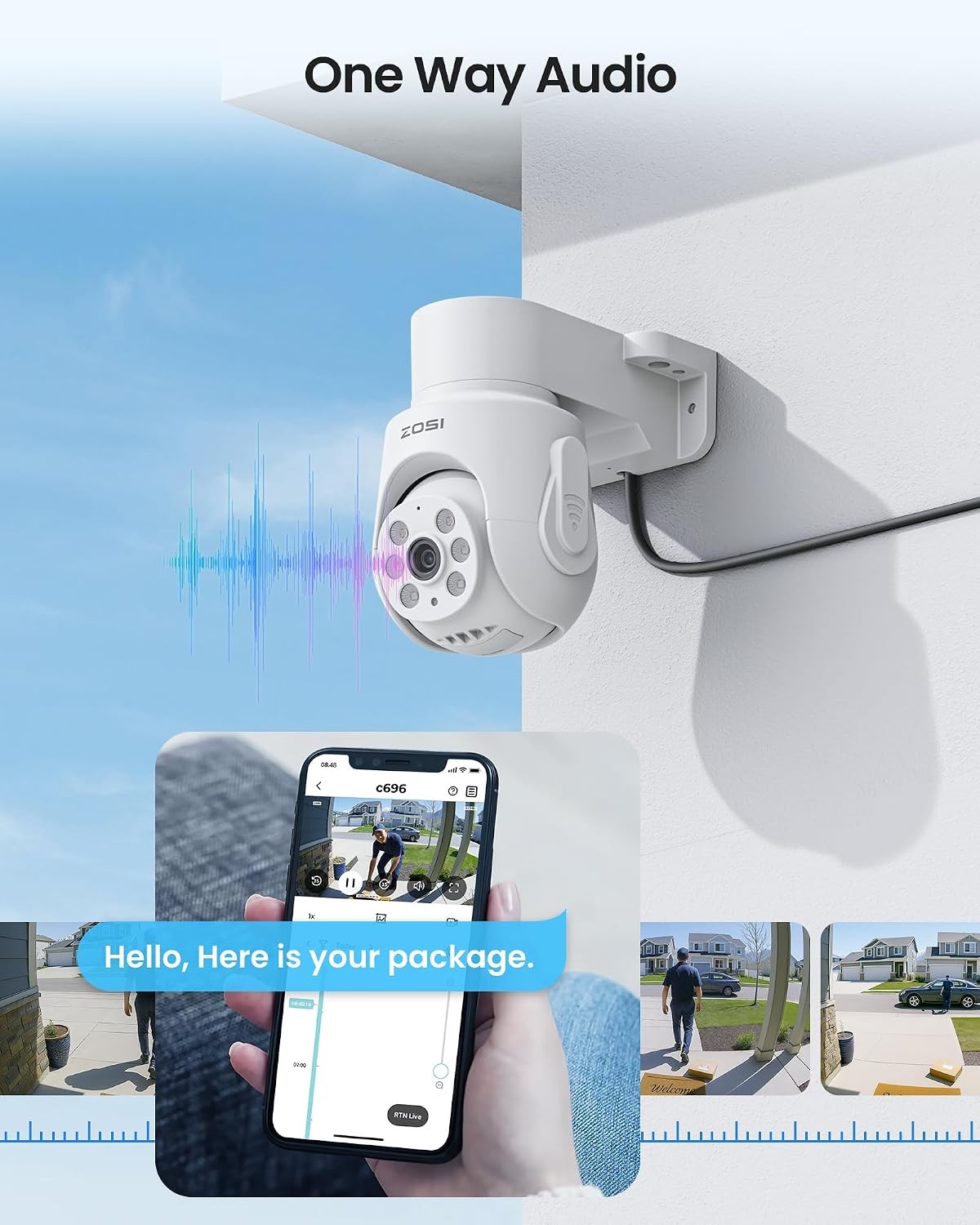 ZOSI Home 1080P Pan Tilt Analog HD TVI Wired Security Camera 355°View Outdoor