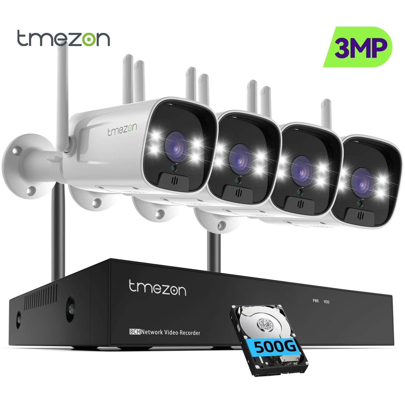 3MP Home IP Camera System Alert 10CH NVR WIFI Night Vision IP66 Waterproof