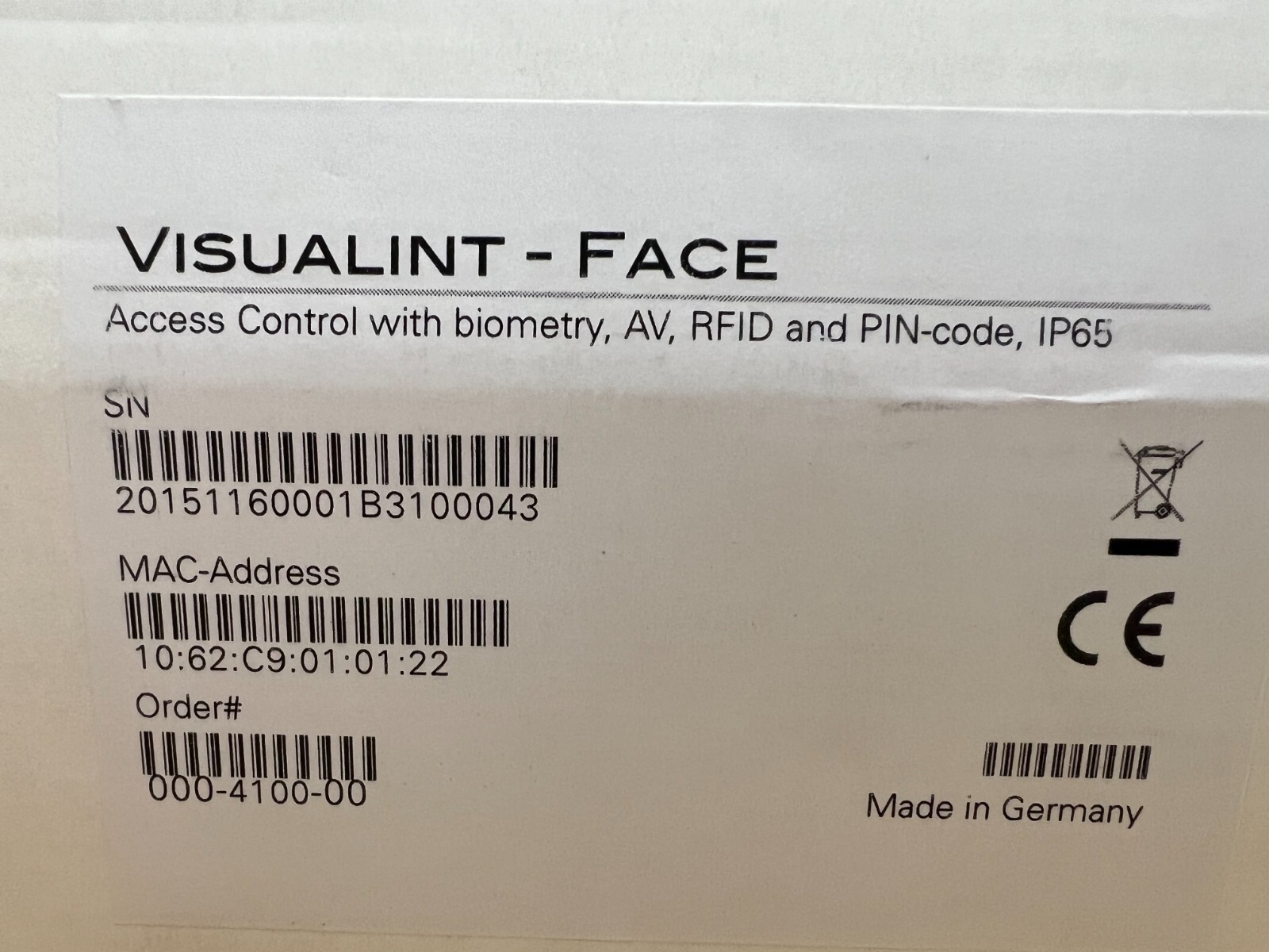 Visualint-Face Access Control With Biometry, AV, RFID, And Pin-Code, IP65