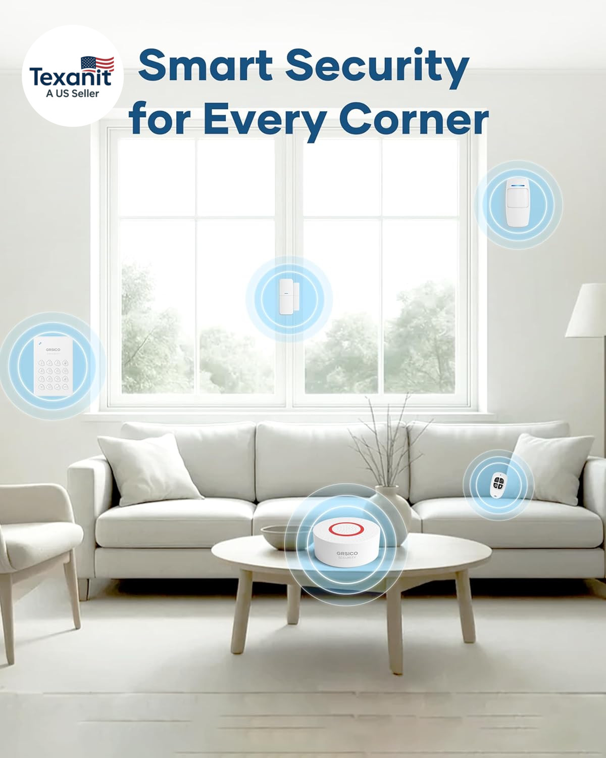 9-Piece Home Security System, Wifi Wireless Alarm System, 120Db Siren Alert, DIY