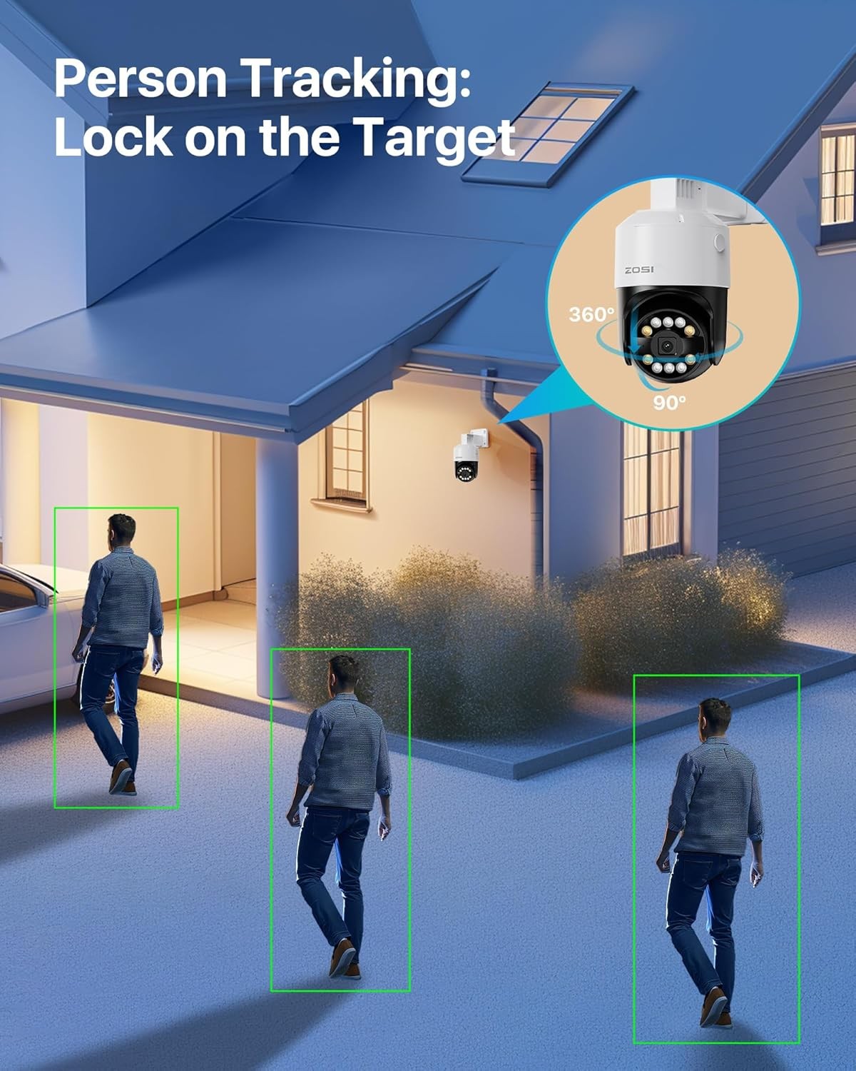 ZOSI 8/16CH 4K PTZ PoE Security 8MP Camera System Add-On Person Vehicle Detect