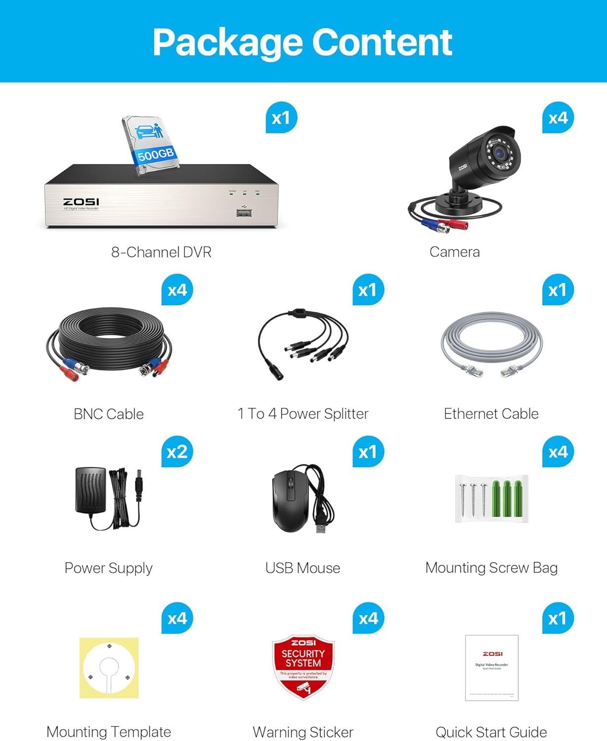 ZOSI 8MP PoE IP Security Camera Add-on 2-Way Audio Alert IP66 Home Outdoor