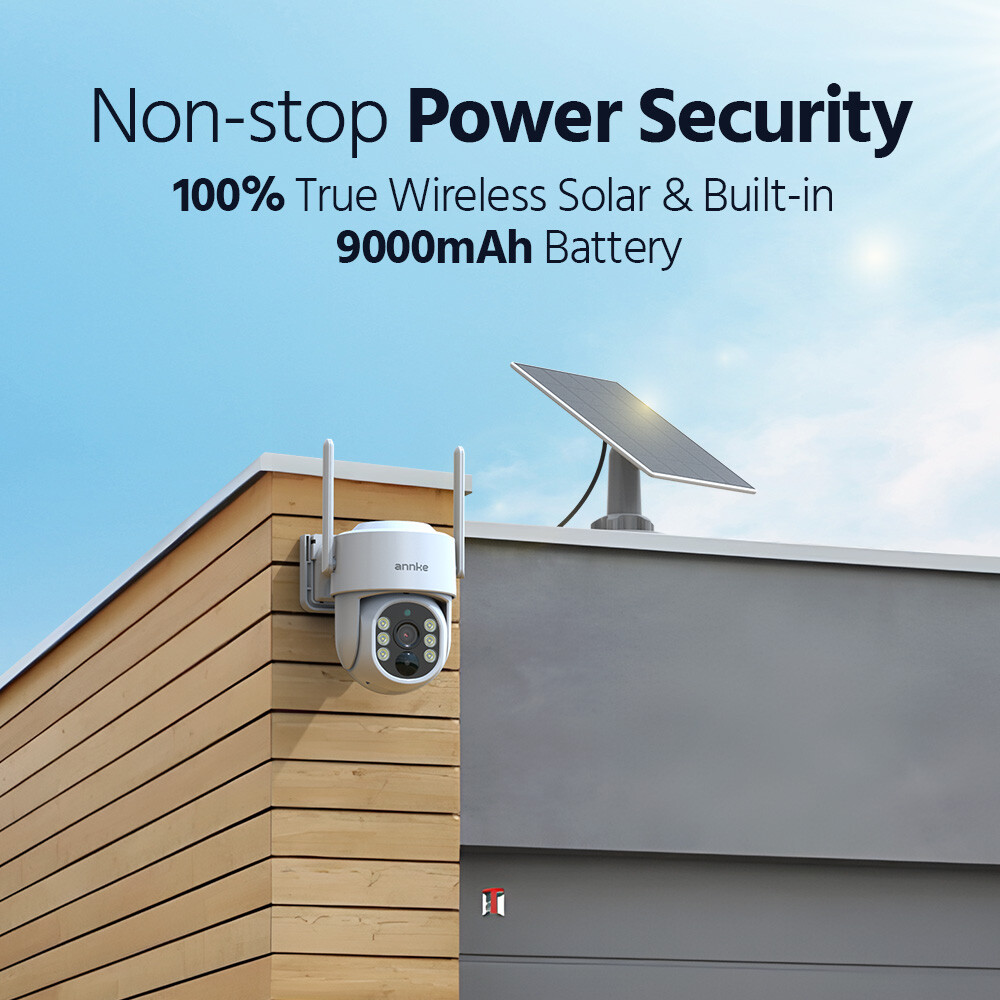 ANNKE Wireless 7″ Monitor 4MP PT Security Camera System Solar Battery 2 Way Talk
