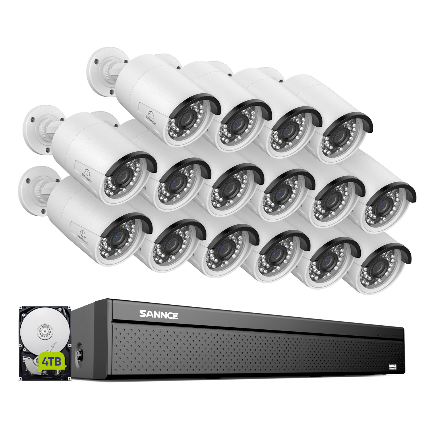 SANNCE 4K 16CH NVR 5MP POE Security Camera System Two Way Audio Human Detection