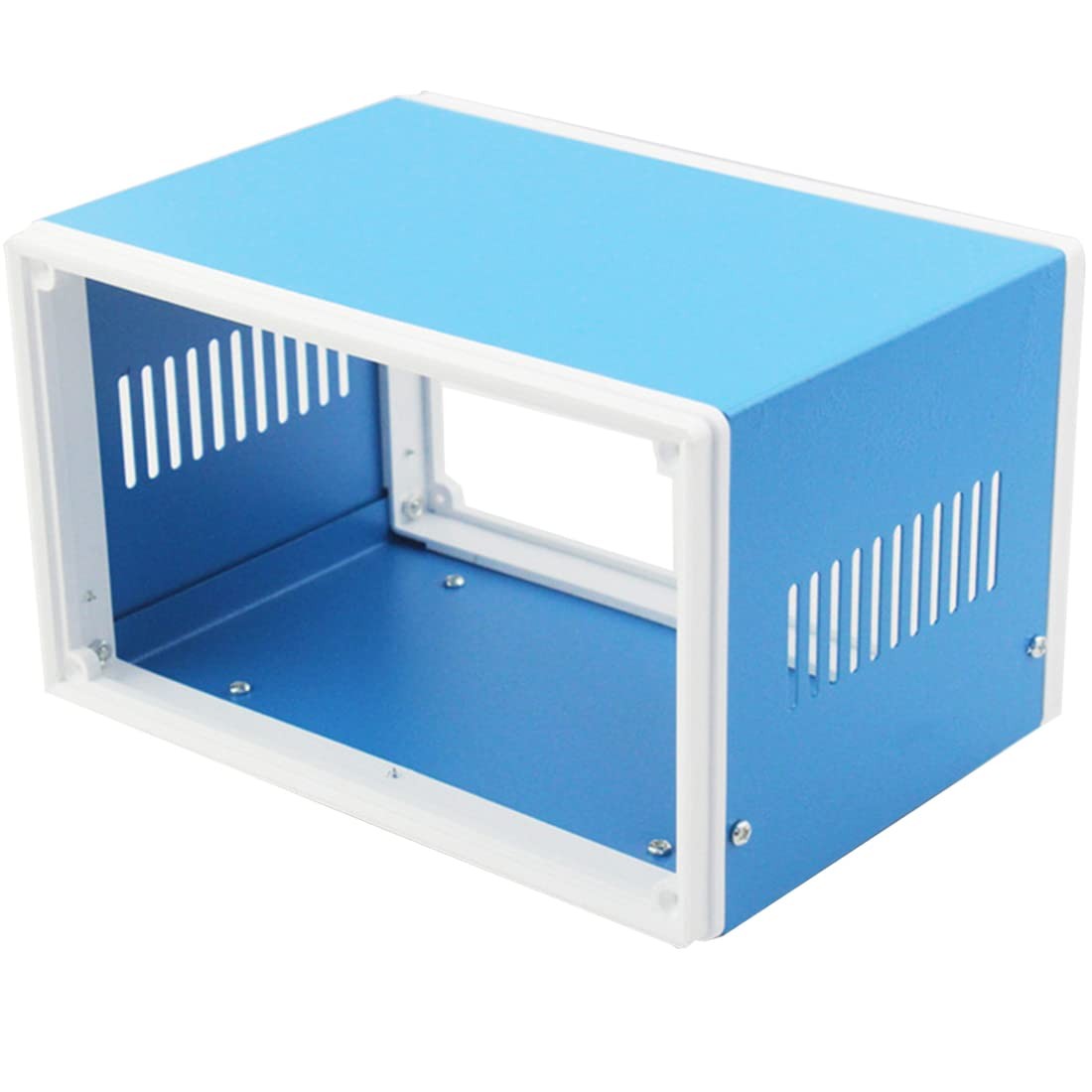 Zulkit Electronic Enclosures Blue Metal 8.3″ x 7.1″ x 5.5″, Blue, White