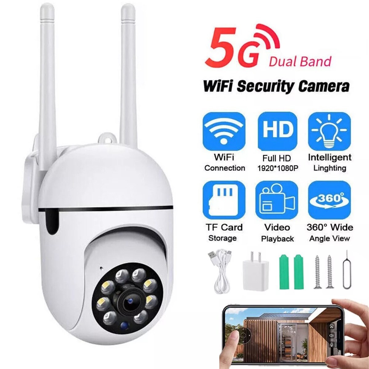 1-4Pack Wireless 5G WiFi Security Camera System Smart Outdoor Night Vision 1080P