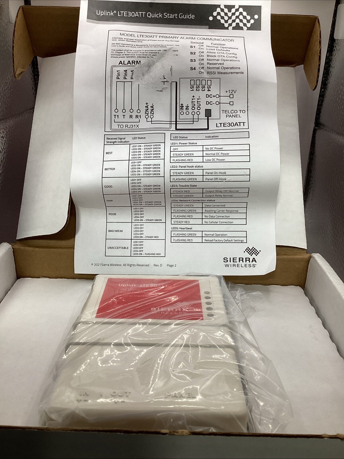 Sierra Wireless Uplink LTE30ATT Cellular Alarm Communicator ? *MISSING PART*