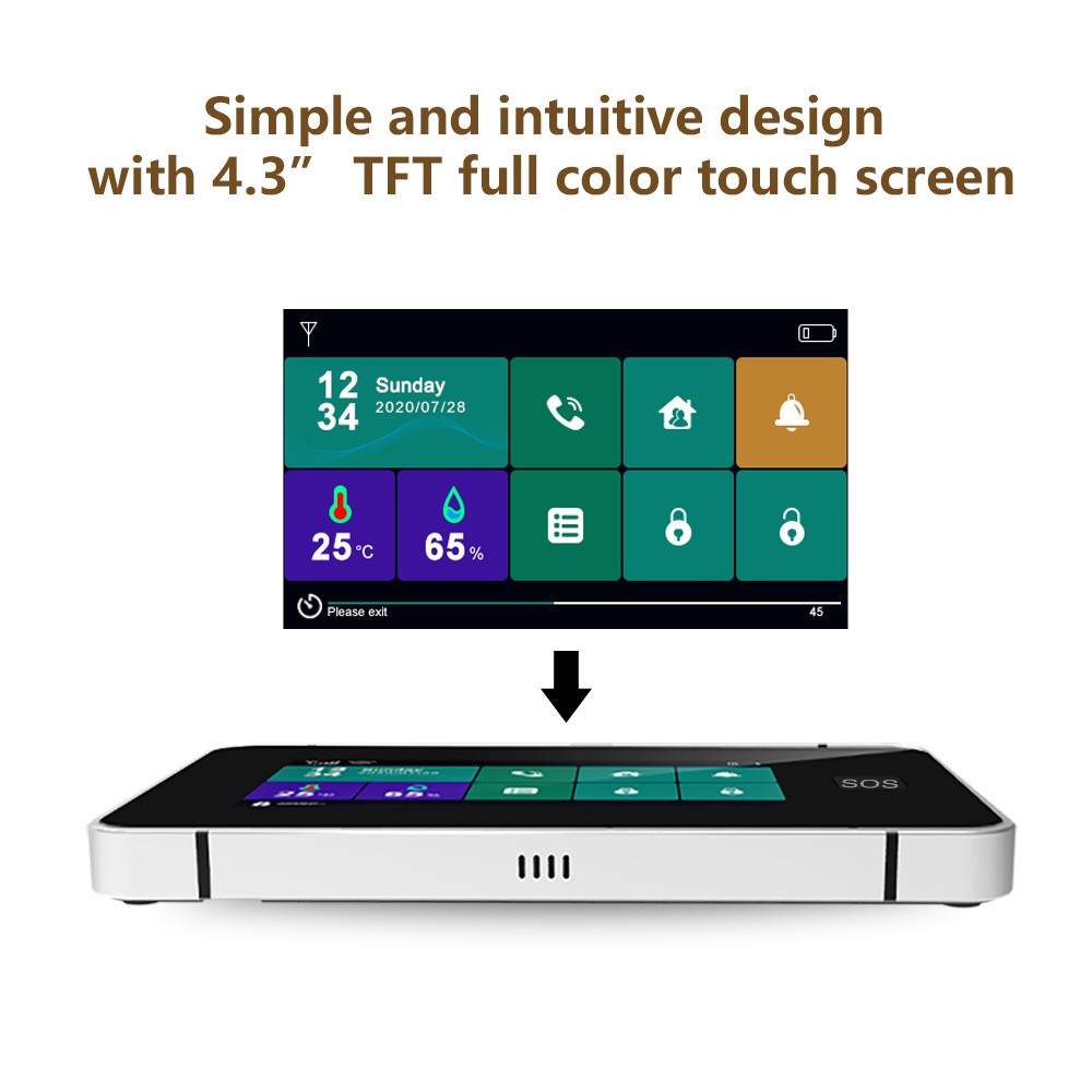 1-WiFi GSM Tuya Wireless Home Security Alarm System Touch Screen Anti-theft J2W0