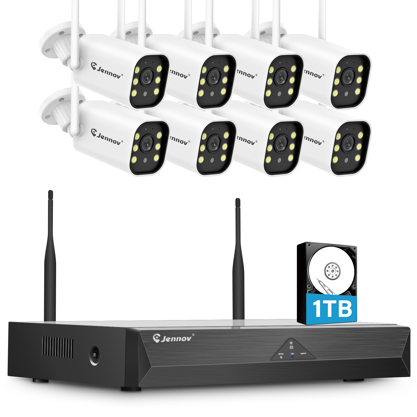 5MP 10CH NVR 1TB HDD Outdoor Wireless Security Camera System WIFI IP66 Plug&Play