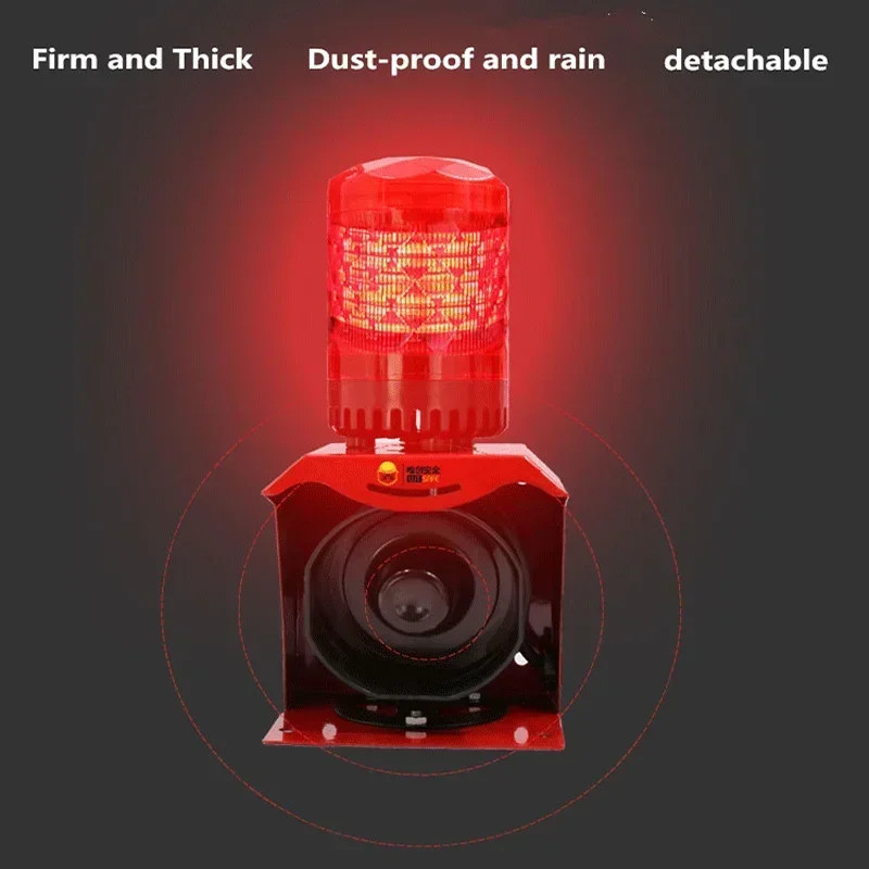 SF-513 12V 24V 220V Industrial Horn Siren Emergency Sound Light Alarm Red LED Fl