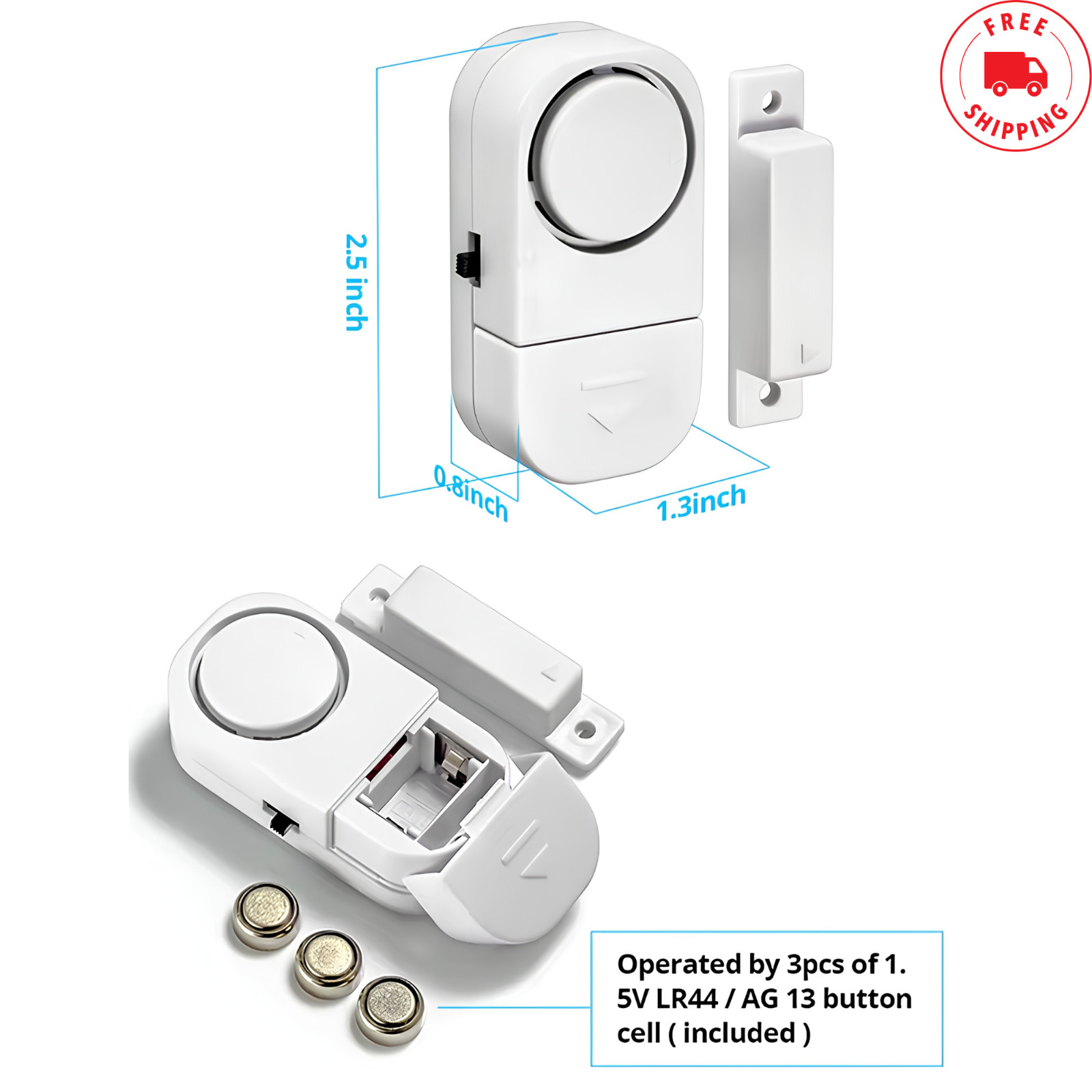 Wireless Door Window Alarm Magnetic Sensor Home Security Alert 90dB White