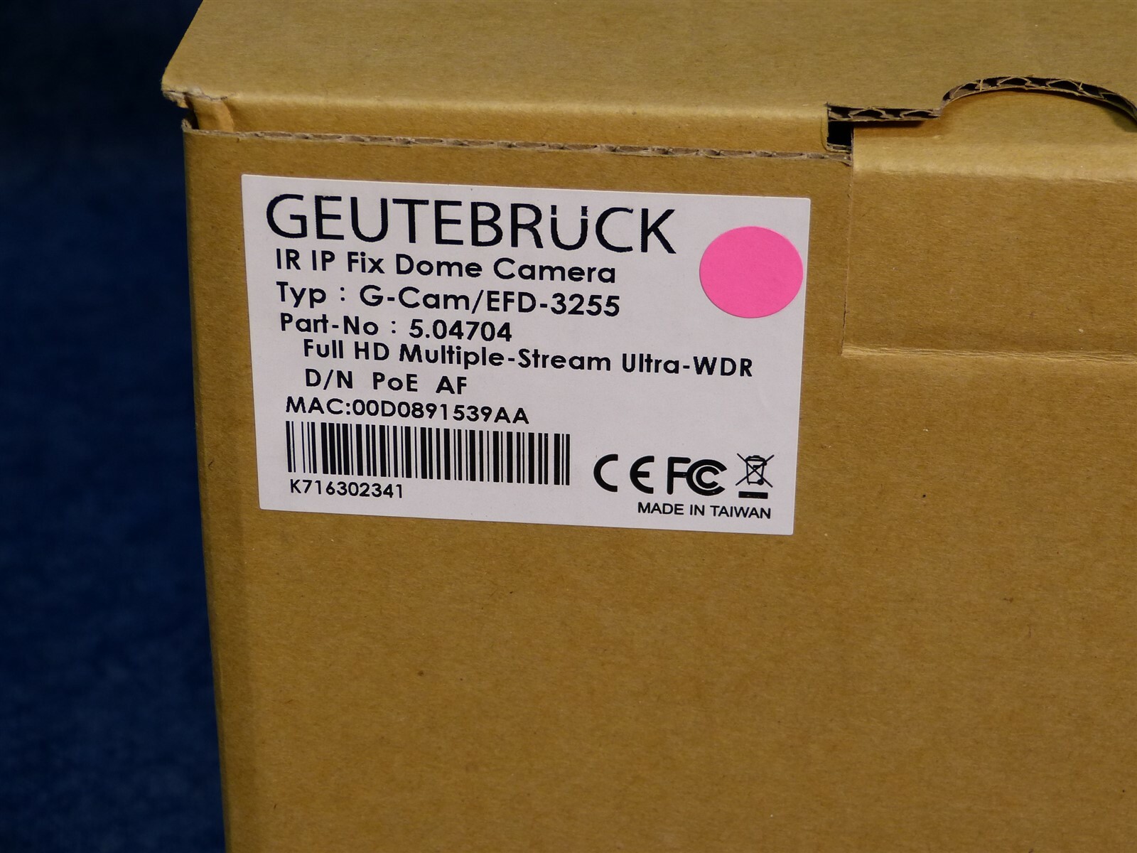 Geutebruck IR IP Fixed Dome Camera Part# 5.04704 Full HD Ultra Wide POE (K18)