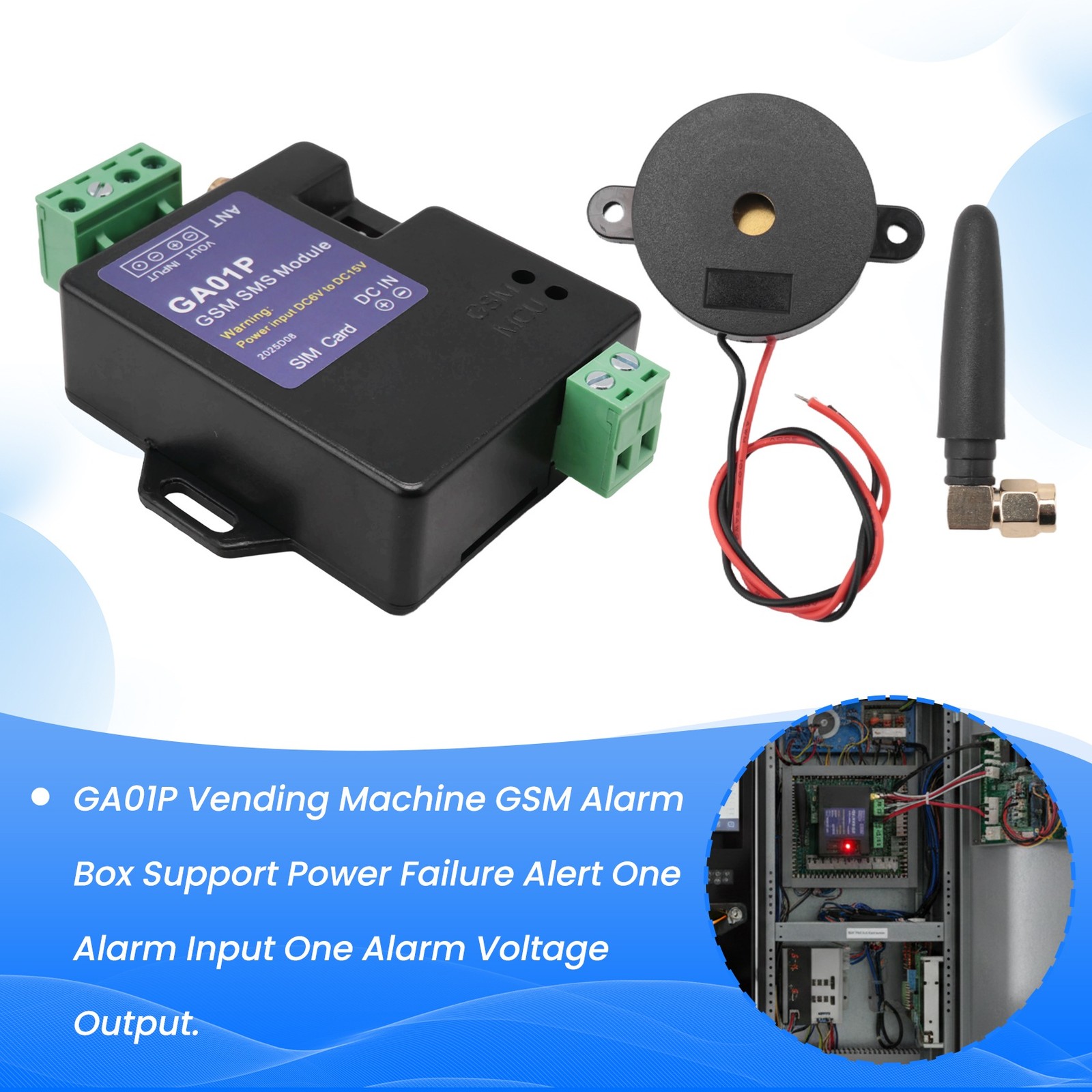 GA01P Vending Machine GSM Alarm Box Support Failure Alert Alarm Input 8389