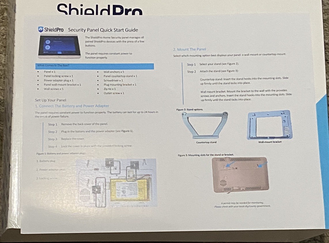 ShieldPro Home Security System Starter Bundle w/ Doorbell Camera, Alarm Panel OB
