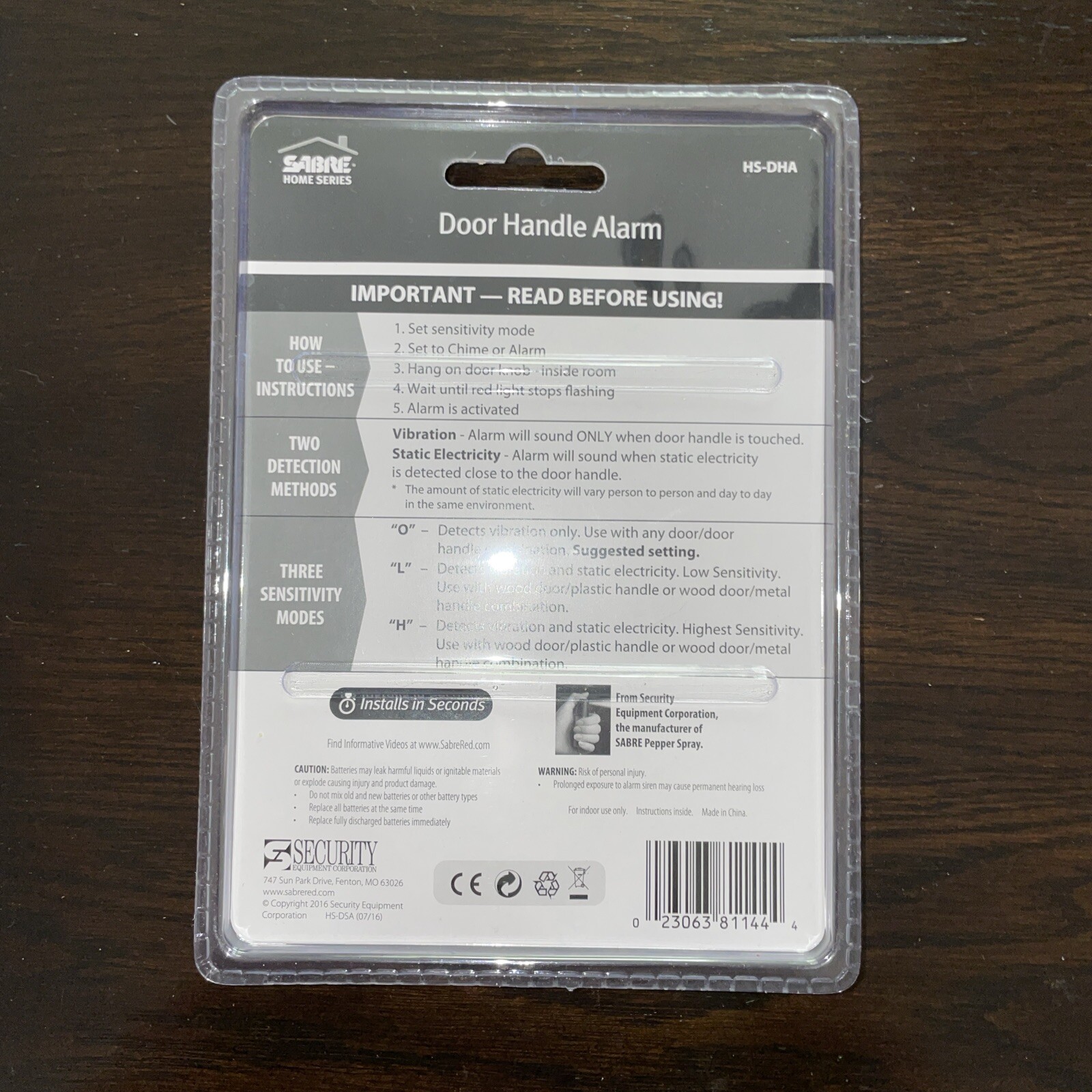 Sabre Home Series Door Handle Alarm Home Travel NEW