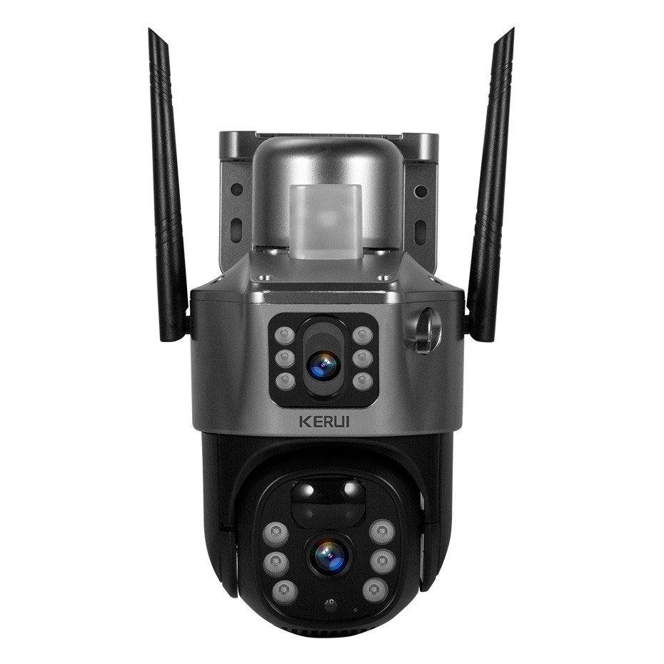 2PCS 6MP Dual Lens Solar Security Camera WiFi Outdoor Night Vision+64GB TF Card