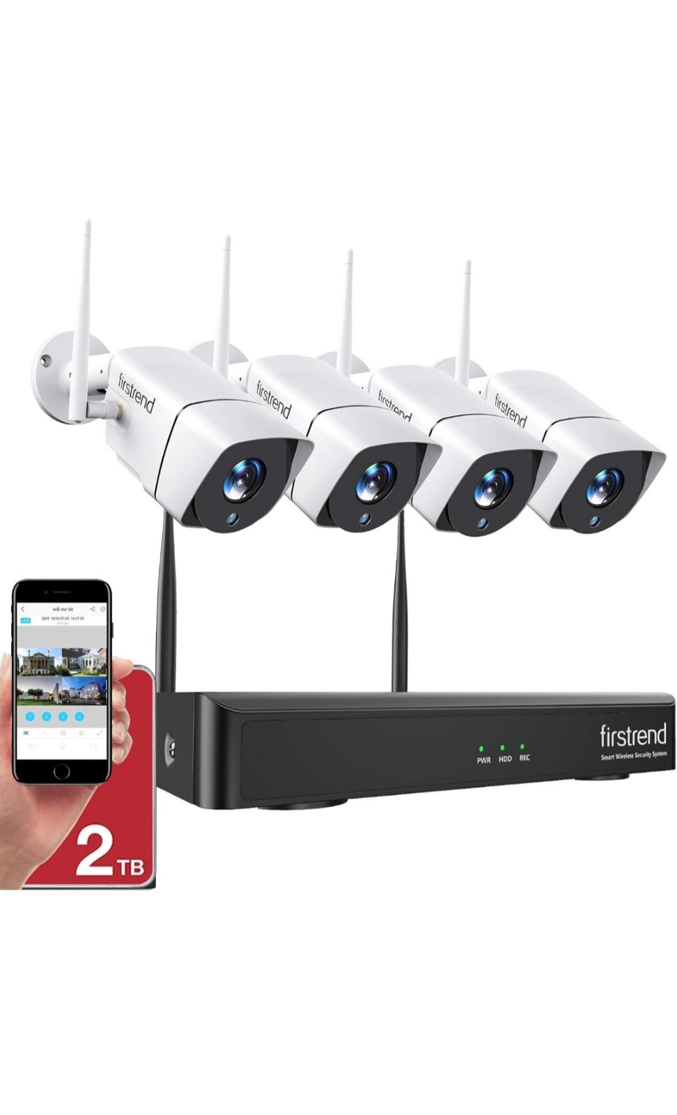 1080P Wireless Security Camera System, Firstrend 8CH Wireless DVR System with 4