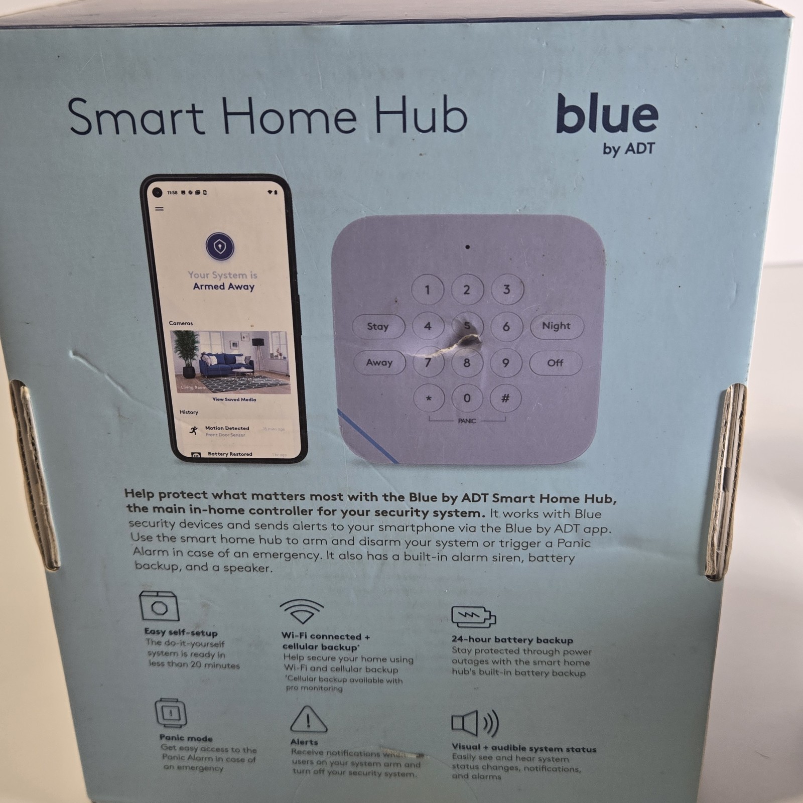 Blue by ADT Smart Home Hub Model S40LR1-01 White. No Instructions Used.