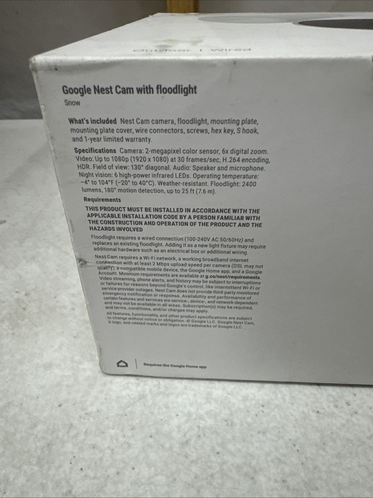 Google Nest Cam Floodlight Smart Security Camera – New Sealed