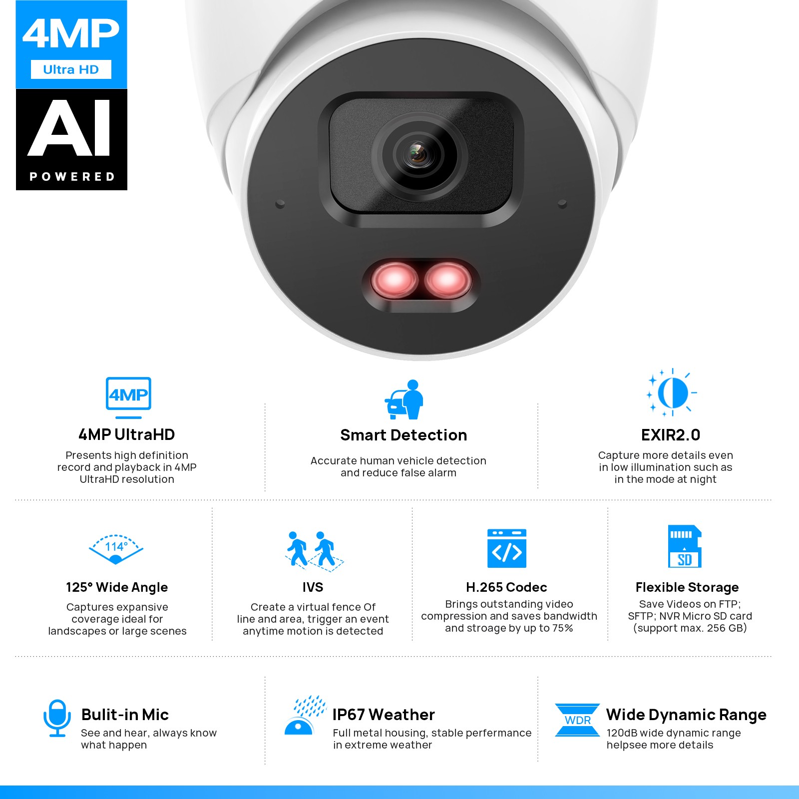 VIKYLIN SmartFind 8POE 8CH NVR CCTV AI MIC Smart IR 4MP Security Camera Kit Lot