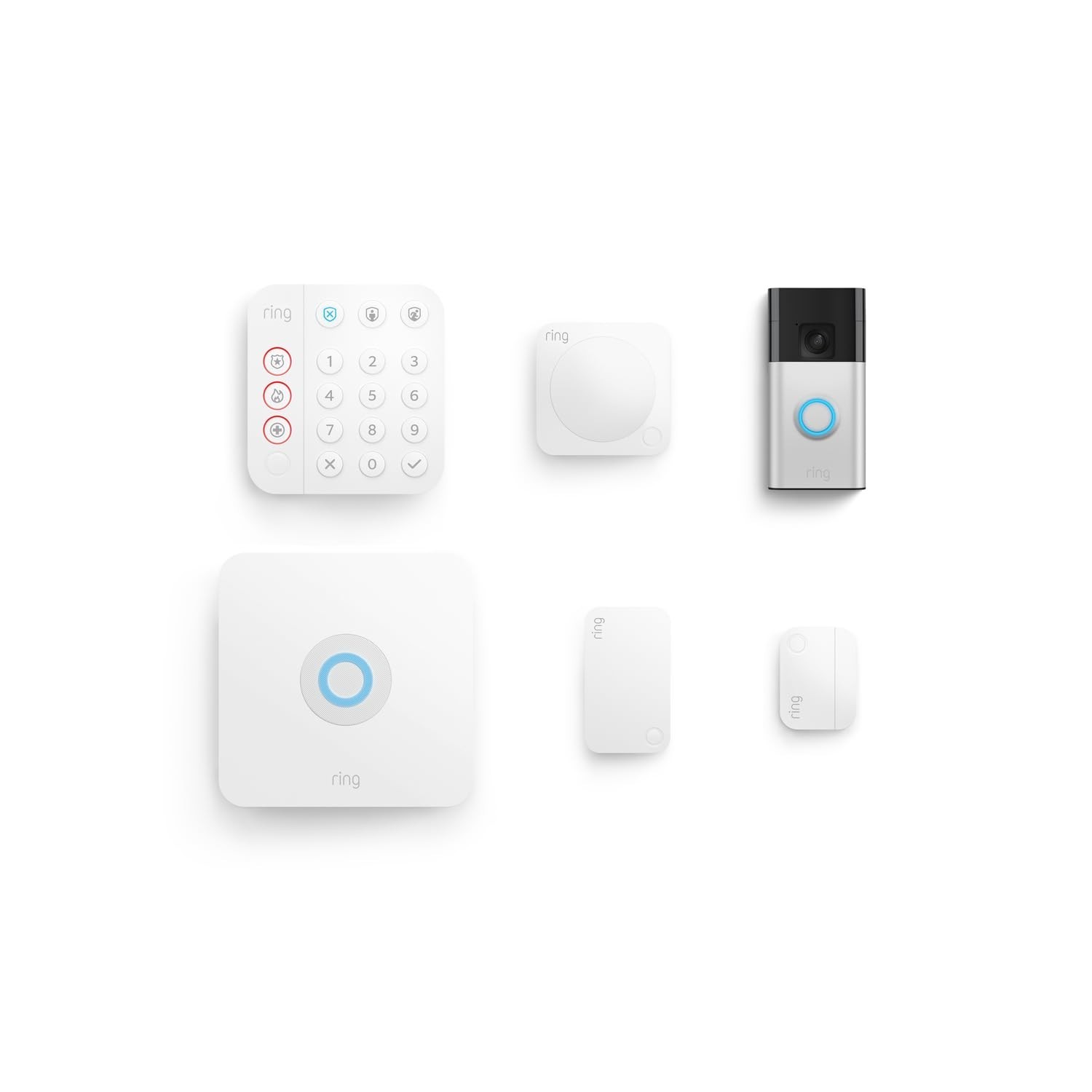 Ring Alarm Security System 5 Piece Kit, Sensors, and 2nd Gen Battery Doorbell