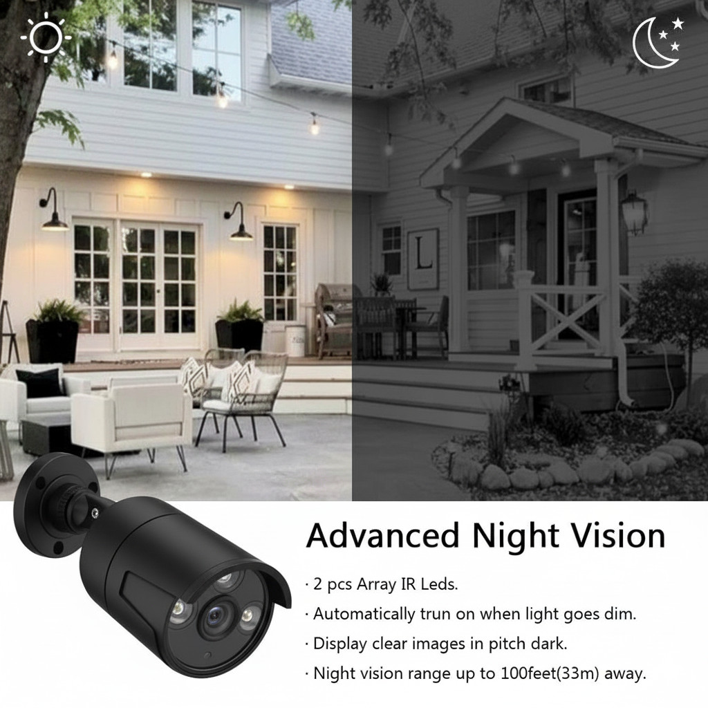 4MP Home Outdoor CCTV HD Security Camera System Night Vision 500GB with 4CH DVR