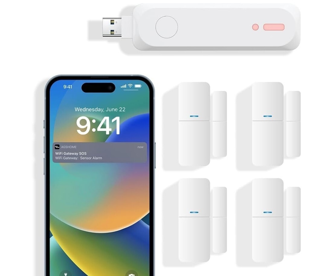 Home Alarm System 5-Piece Kit, Door Window Sensors Wifi Alarm System for Kids