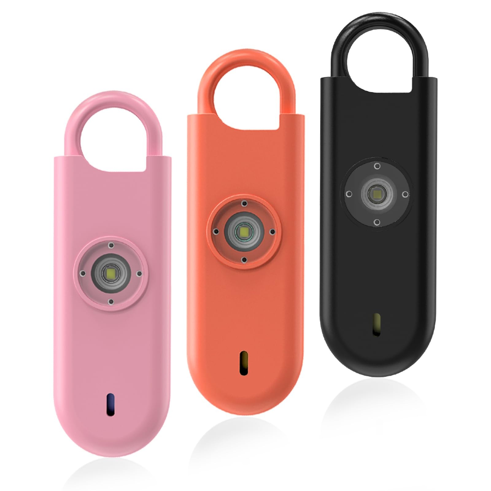 Personal Safety Alarm Keychain with Strobe Light & Low Battery Notice 3 Pk 140dB