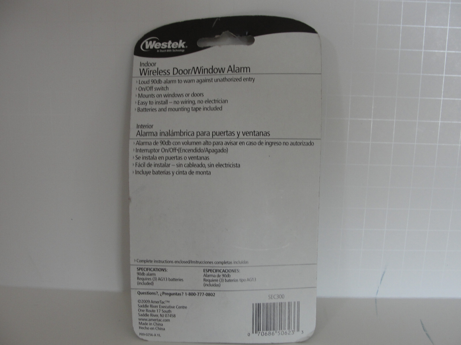 Westek Indoor Wireless Door / Window Alarm, 90 db, SEC300 *New*