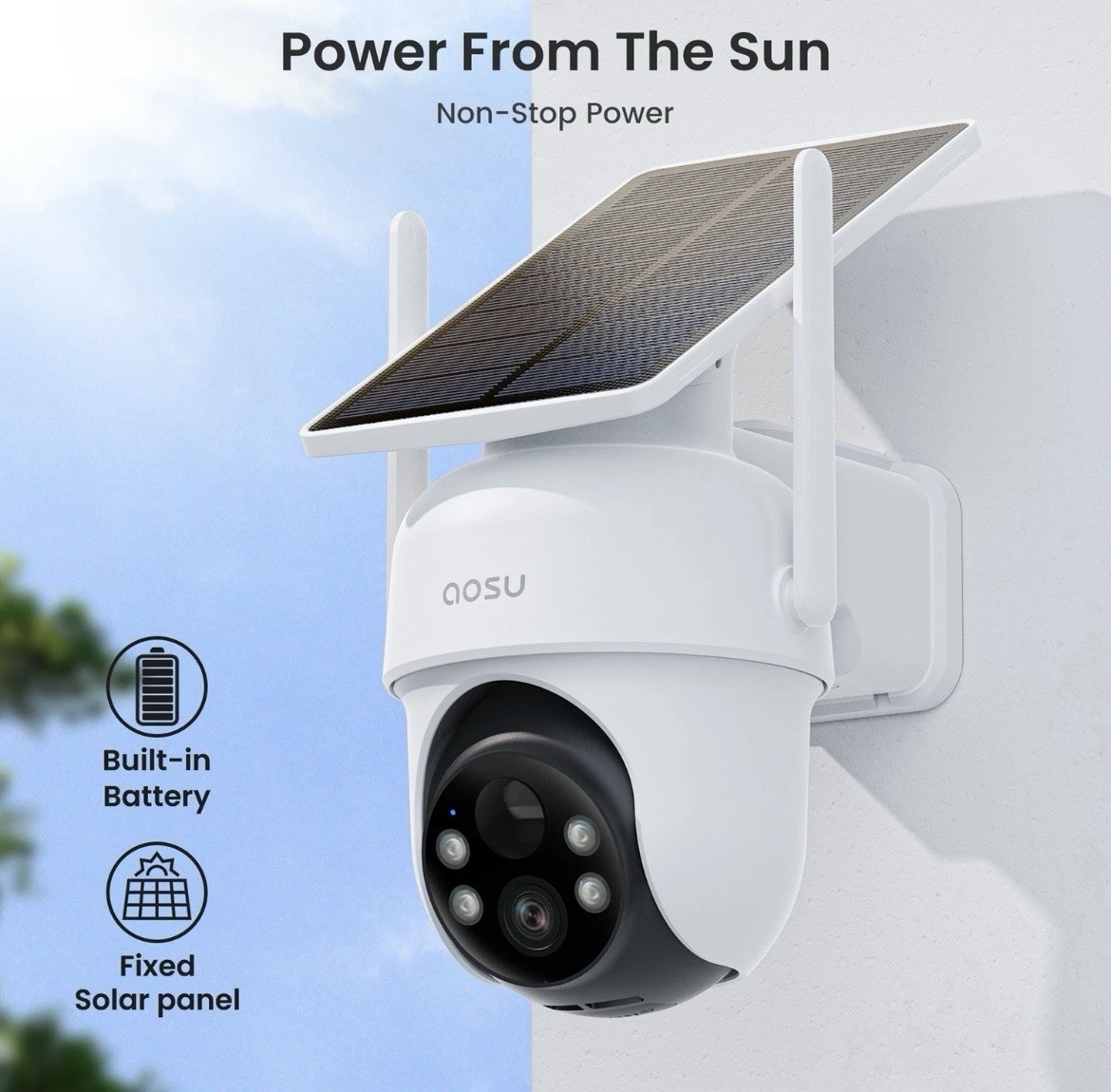 2K QHD 3.0-MP Dual-Band Wi-Fi® Outdoor AI-Smart Solar Security Camera Kit…