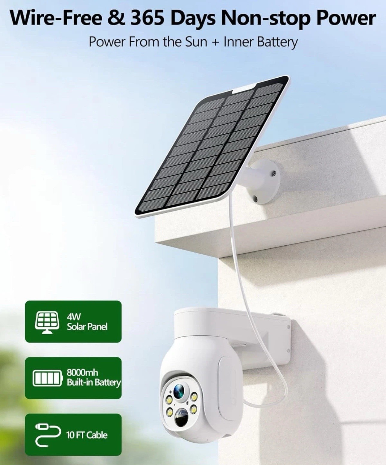 SC23 Solar Security Camera Wireless Outdoor 4MP WiFi Camera with 360° PTZ View